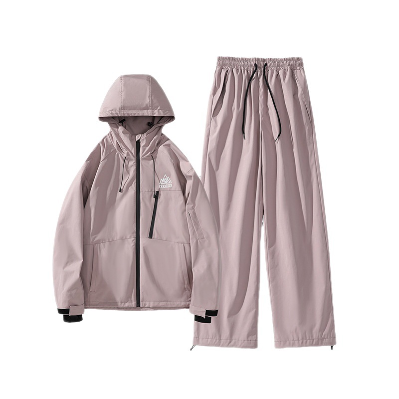 冬新情侣大码防风防水滑雪服套装男女同款俩件套登山服保暖外套