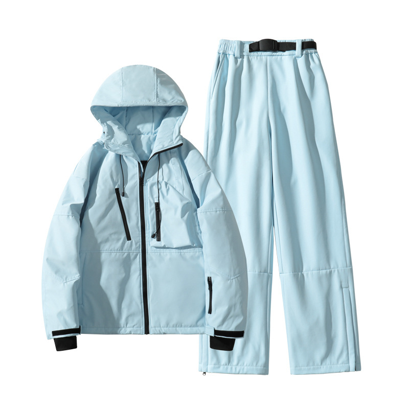 滑雪场批发冬防泼水防风单双板中性风保暖滑雪服套装男女情侣套装