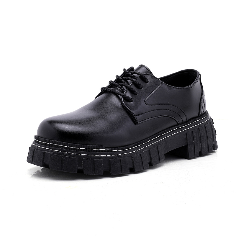 网红男鞋黑色皮鞋达人春秋季 新款港风低帮小皮鞋青春休闲鞋shoes