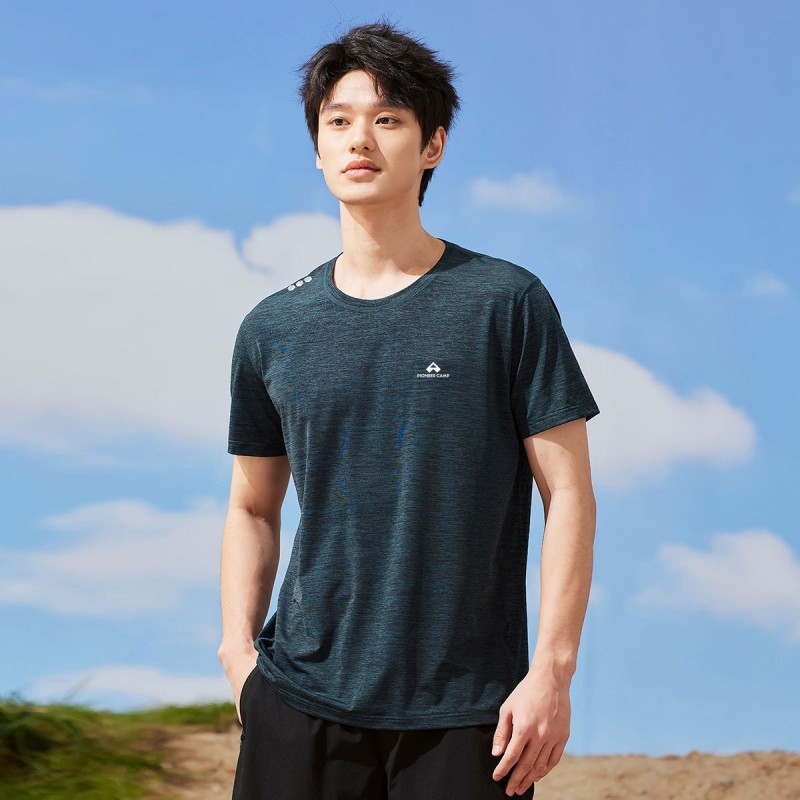 拓路者快干弹力运动短t男夏季篮球服舒适圆领短袖T恤印花休闲