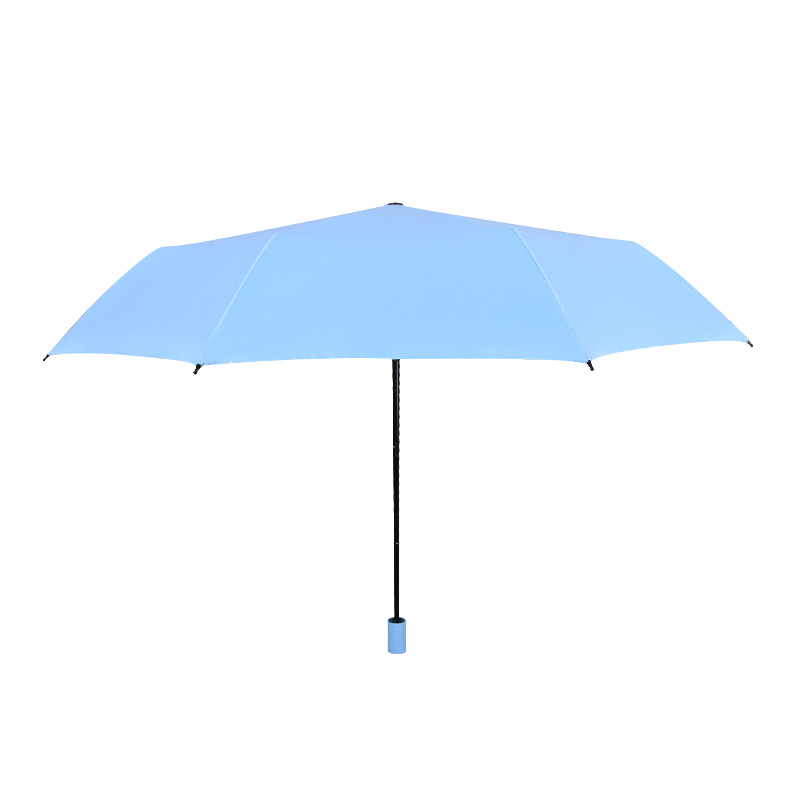 纯色简约高级感黑胶晴雨伞三折文艺防紫外线太阳伞礼品广告伞定制