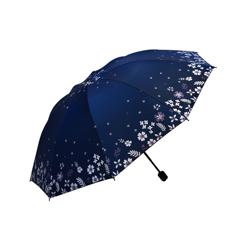 十骨三折防紫外线变色龙黑胶晴雨伞户外便携折叠防晒遮阳伞批发