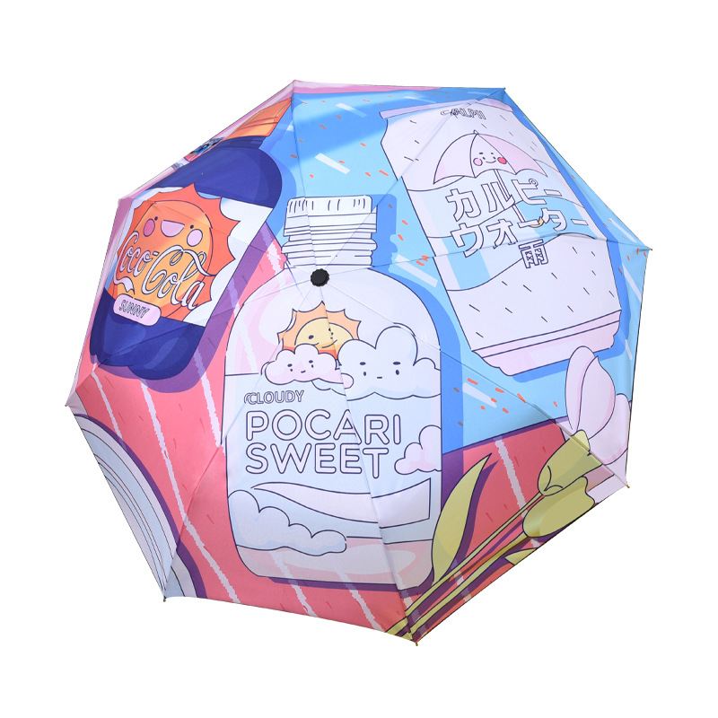 三折小清新日系晴雨两用雨伞全自动女黑胶防晒太阳伞批发一件代发