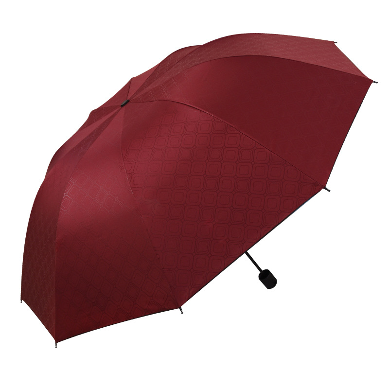 大号双人隐格子手动雨伞折叠伞高级感晴雨两用遮阳黑胶礼品广告伞