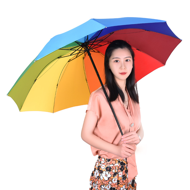 10骨折叠雨伞超大三折加大小清新双人彩虹伞厂家批发logo一件代发