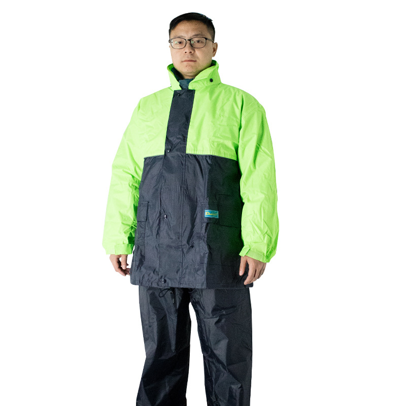 供应韩版拼色分体雨衣户外工作徒步防雨套装骑行服pvc雨衣套装