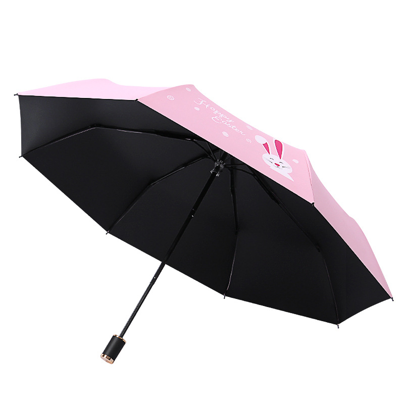 雨宝 清新卡通太阳伞三折防晒伞 折叠雨伞广告雨伞印LOGO批发