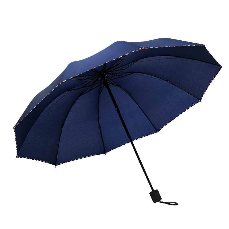 十骨加大商务黑胶包边雨伞防晒防紫外线晴雨伞批发印刷LOGO广告伞