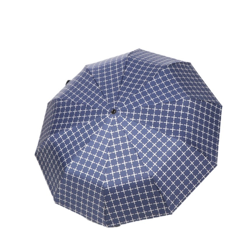 商务格子雨伞全自动加大号双人黑胶女晴雨两用折叠防晒遮阳伞