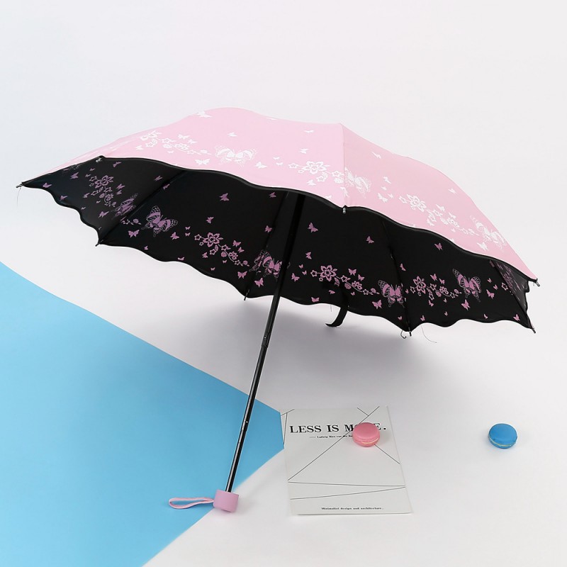 佳苹伞 包邮 波浪边双面蝶恋花 黑胶晴雨伞户外太阳伞定 制广告伞