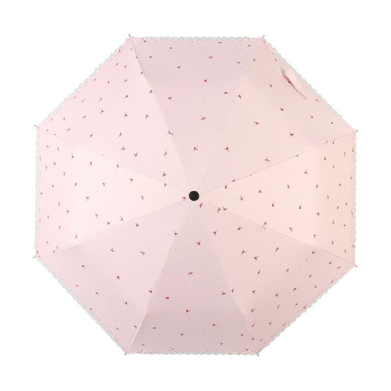 严选太阳伞女简约素雅花边防晒黑胶遮阳防紫外线伞晴雨两用自动伞