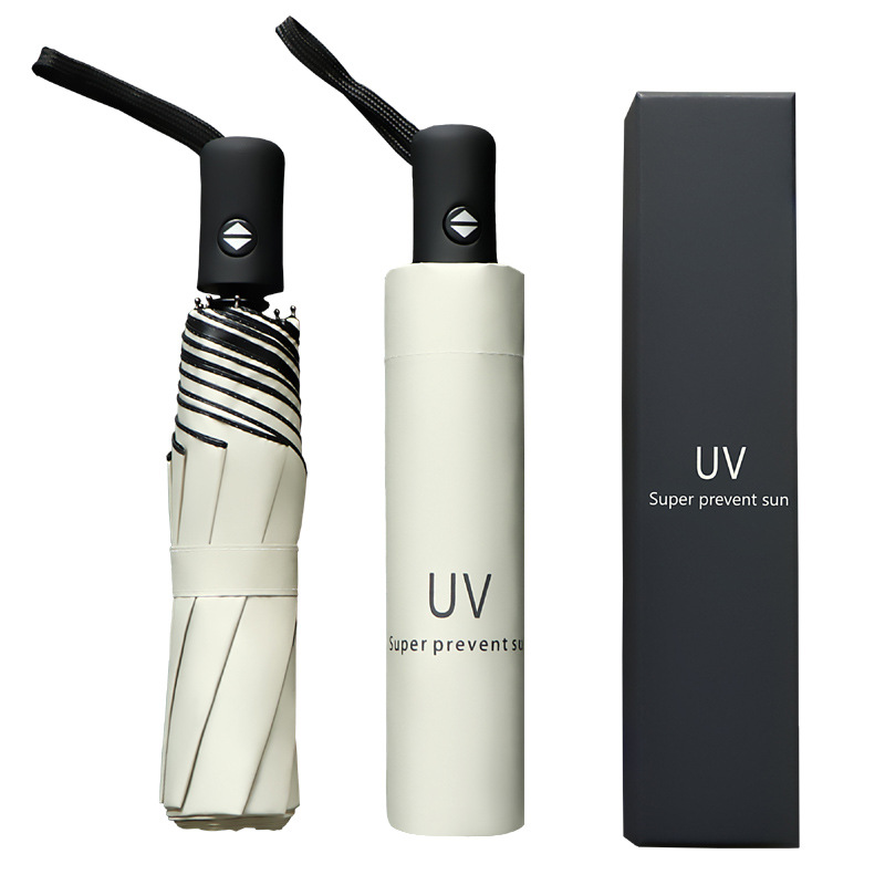 uv晴雨伞黑胶三折叠遮阳伞全自动伞太阳伞女超强防紫外线广告logo