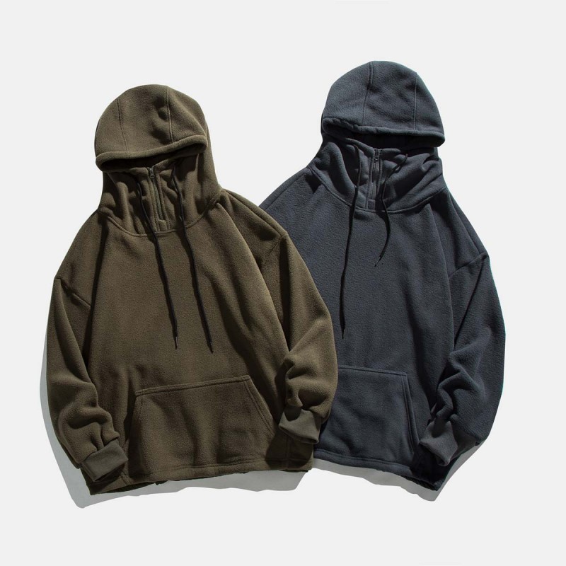 森波服饰2023秋季新品日系休闲连帽纯色运动摇粒绒潮牌卫衣-2059