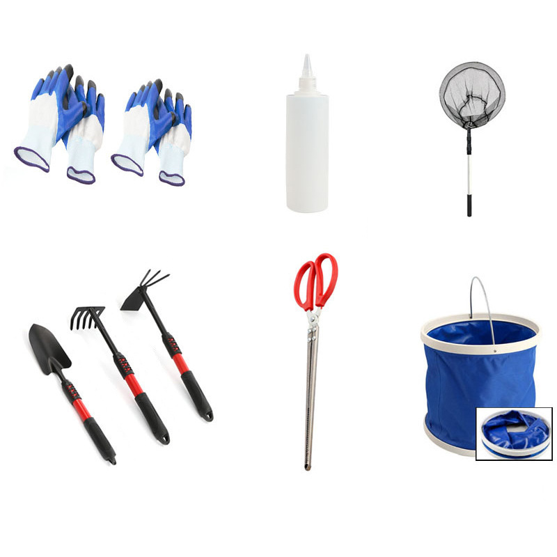 赶海工具园林工具黑色塑胶柄喷塑两用锄五齿耙子铲子户外锄头花铲
