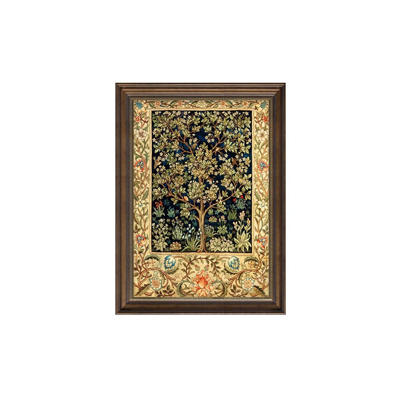 欧式花卉发财树美式玄关装饰画餐厅墙面壁画挂画复古油画布