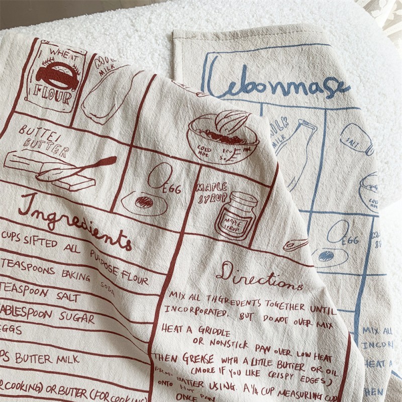 ins韩风蓝色字红色字英文菜谱chic餐巾装饰背景布