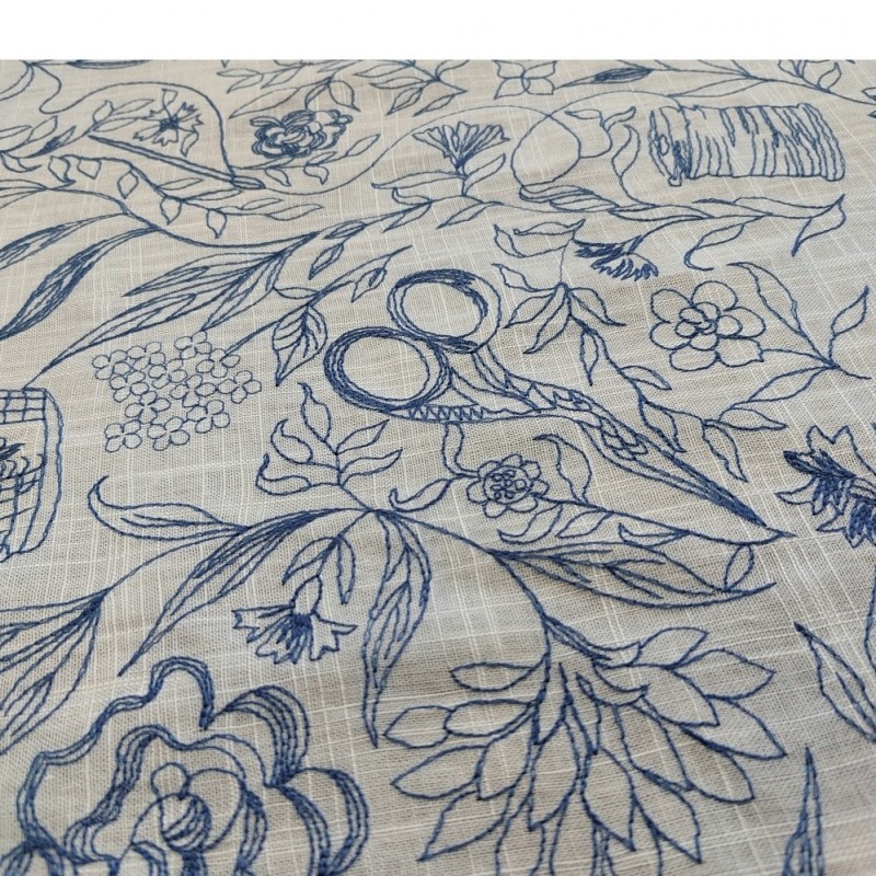 EG-1908534  粘亚麻撞色绣花布 刺绣面料 厂家直销 现货供应