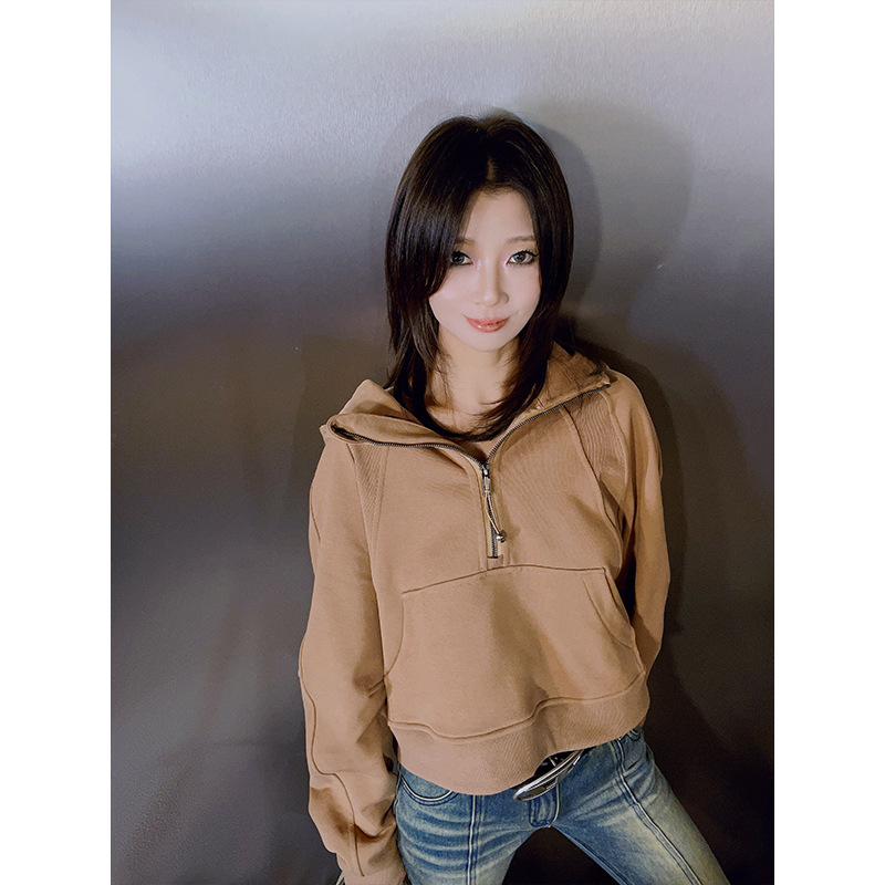 设计师女装 超好穿的全棉斗篷短款卫衣