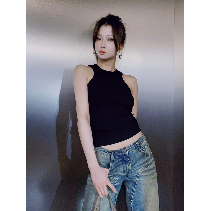 设计师女装 每色都要入的螺纹棉弹力满满的切肩背心