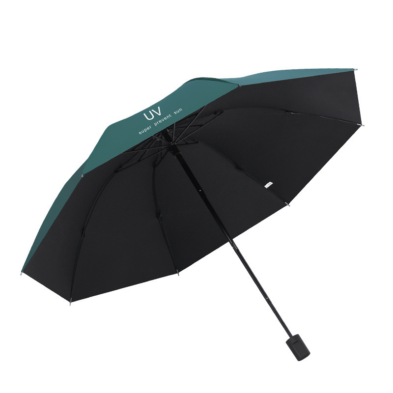 厂家批发休闲简约时尚黑胶碰击晴雨伞可加印logo八折伞便捷
