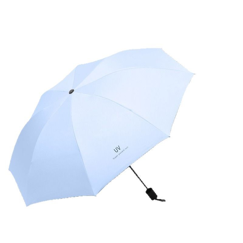 8骨手动款晴雨两用雨伞 三折叠加厚黑胶防晒遮阳森系太阳伞批发