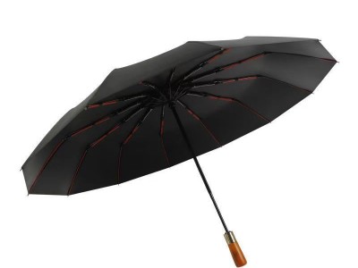 全自动12骨实木手柄商务伞折叠晴雨