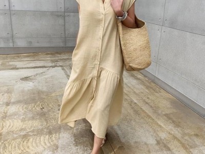 韩国IC风格女装衬衣领荷叶边中长款