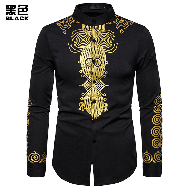 男士休闲时尚印花衬衫 印花图腾长款衬衫 非洲风衬衫 A55