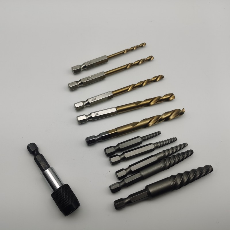 亚马逊款高速钢钻头组合11pcs套装螺丝取出器 现货批发断丝取出器