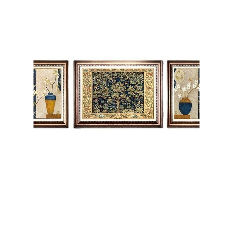 客厅装饰画沙发背景墙画欧式三联画轻奢餐厅美式玄关壁画简欧挂画