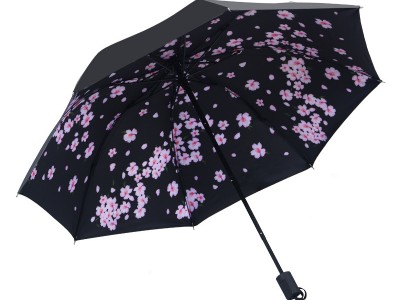 雨宝 创意桃花黑胶晴雨伞防紫外线遮