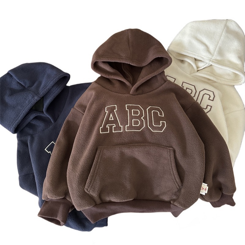 ABC定制现货儿童秋冬男童女童新款运动加绒卫衣套装中小童套头衫